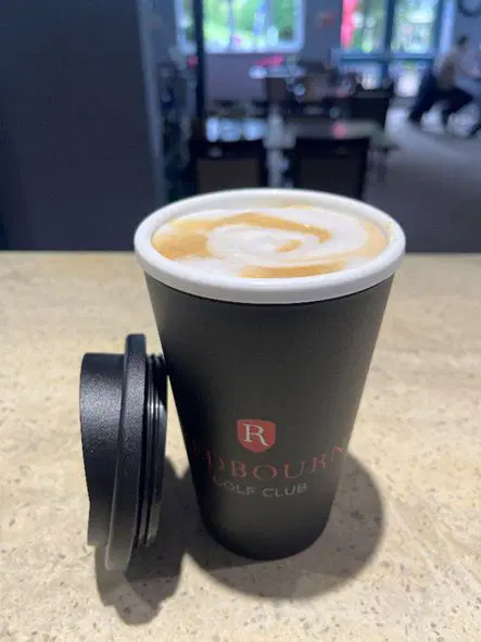paper coffee cup at redbourn golf club in hertfordshire