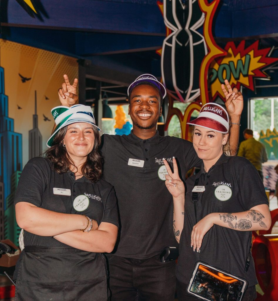 mr mulligans staff at one of the mini golf venues across the uk